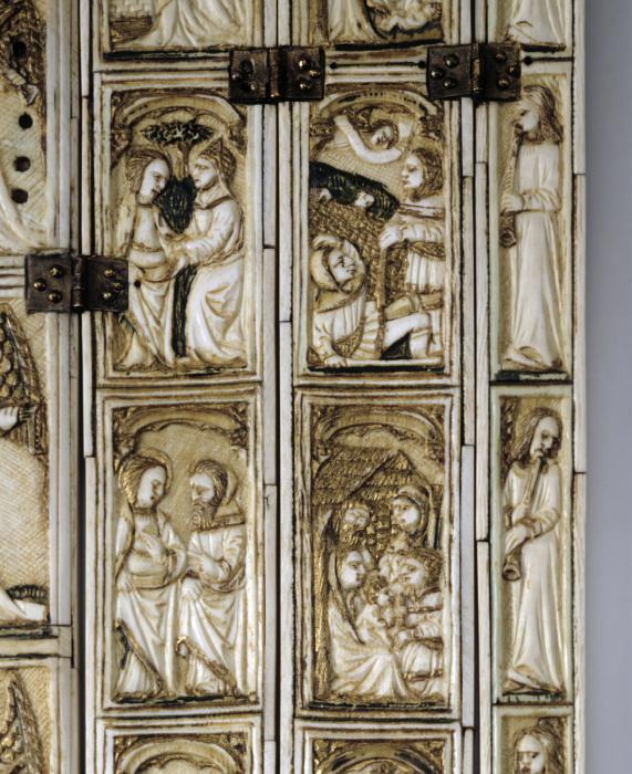 Polyptych, 5 registers (wings), 4 registers (centre panel) (tabernacle) (Detail)