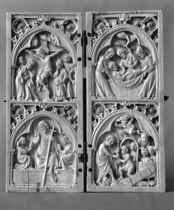 Diptych, 2 registers, 1 arch across (colonnettes) (Front)