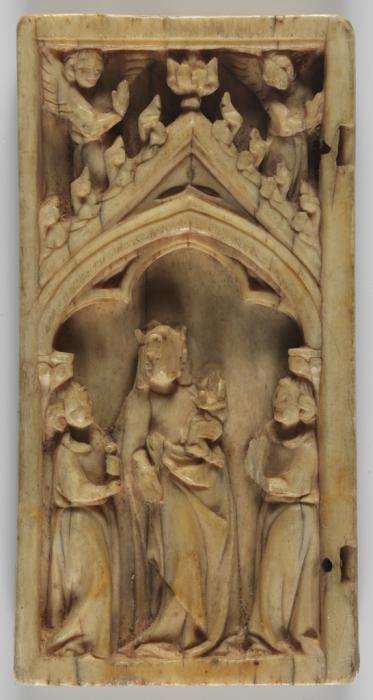 Wing, left (fragment of a diptych), 1 register, 1 arch across (plaquette) (Front)