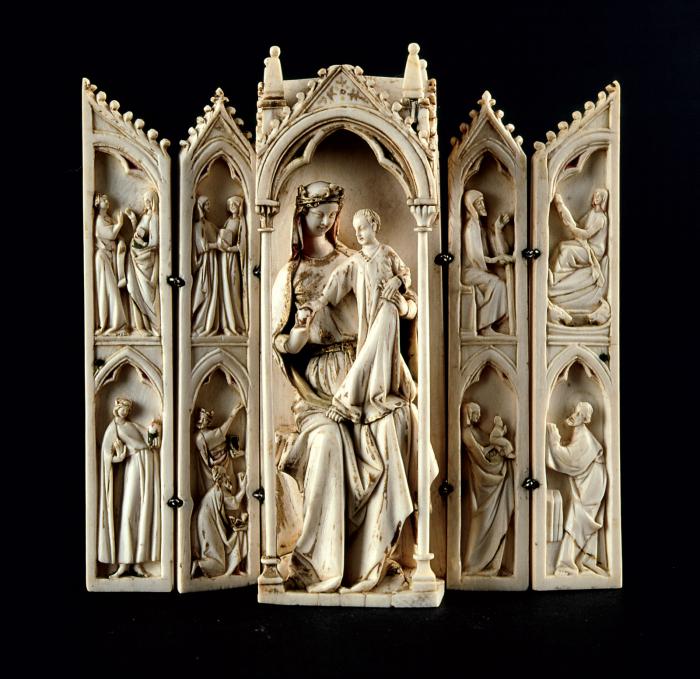 Gabled polyptych (tabernacle; colonnettes; frise d'arcatures) (Front)