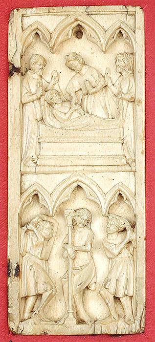 Wing, right (fragment of a diptych or triptych), 2 registers, 3 arches across (frise d'arcatures) (Front)