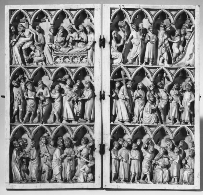 Diptych, 3 registers, 4 arches across (frise d'arcatures) (Front)