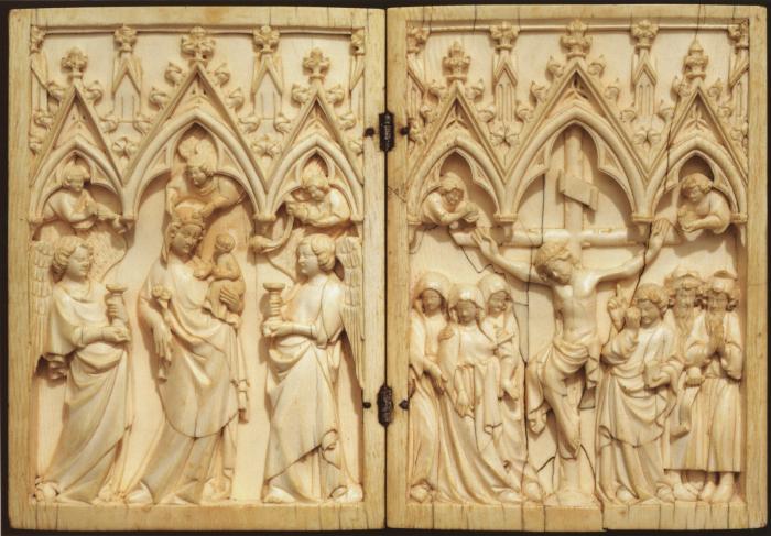 Diptych, 1 register, 3 arches across (plaquettes; frise d'arcatures) (Front)