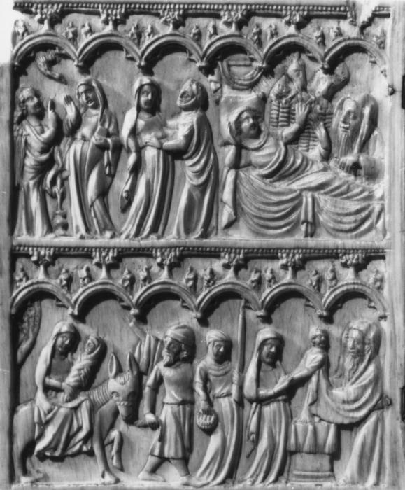 Diptych, 2 registers, 6 arches across (frise d'arcatures) (Wing, left)