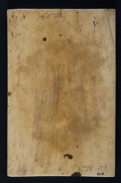 Wing, left (part of a diptych), 2 registers, 6 arches across (frise d'arcatures; colonnettes) (Back)