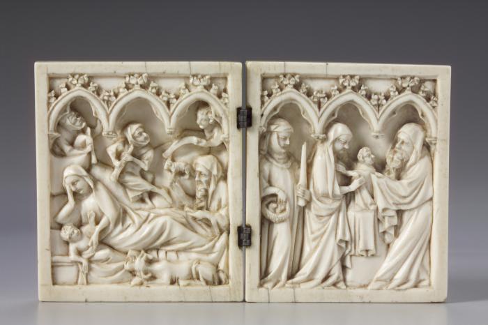 Diptych, 1 register, 3 arches across (plaquette; frise d'arcatures) (Front)