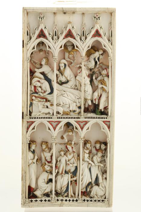 Wing, right (part of a diptych), 2 registers, 3 arches across (frise d'arcatures; colonnettes) (Front)