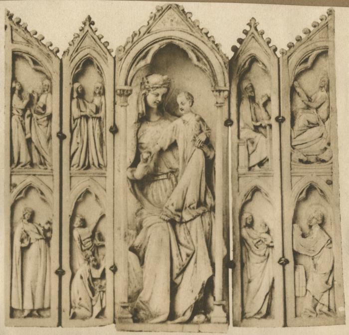 Gabled polyptych (tabernacle; colonnettes; frise d'arcatures) (Front)