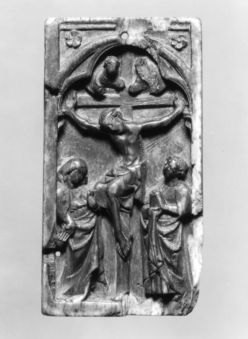 Wing, right (fragment of a diptych), 1 register, 1 arch across (plaquette) (Front)