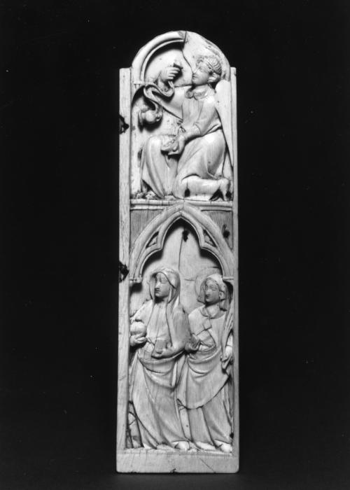 Panel (fragment of a triptych), 2 registers, 1 arch across (Front)