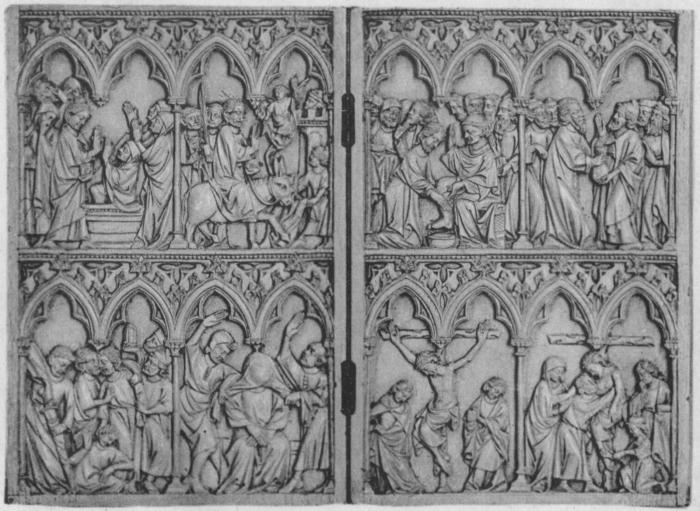 Diptych, 2 registers, 4 arches across (frise d'arcatures; colonnettes) (Front)