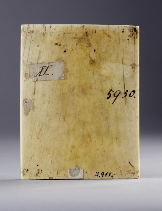 Wing, right (fragment of a diptych), 1 register, 3 arches across (plaquette; frise d'arcatures) (Back)