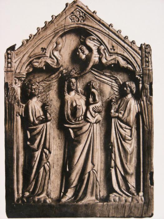 Gabled centre panel (fragment of a triptych), 1 register, 1 arch across (colonnettes) (Front)