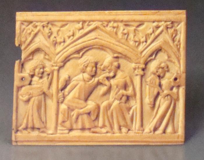 Side panel (fragment of a casket), 1 register, 3 arches across (coffret; frise d'arcatures; colonnettes) (Front)