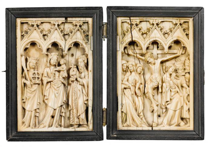 Diptych, 1 register, 3 arches across (plaquettes; frise d'arcatures) (Front)