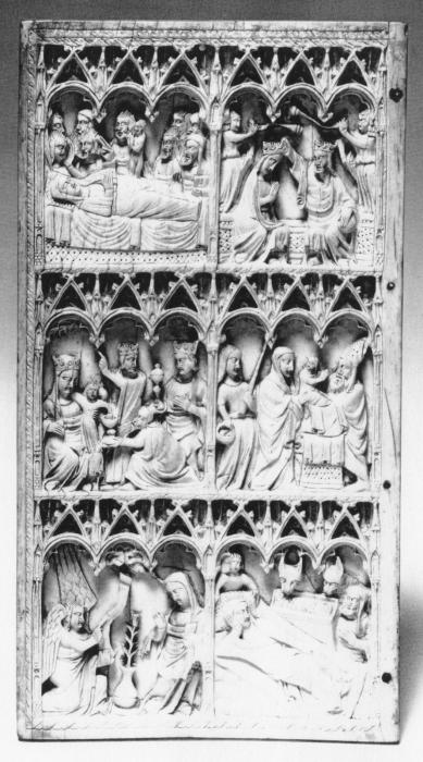 Wing, left (fragment of a diptych), 3 registers, 6 arches across (frise d'arcatures) (Front)