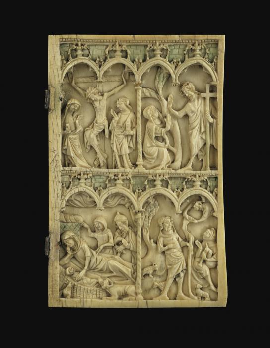 Diptych, 2 registers, 4 arches across (frise d'arcatures; colonnettes) (Wing, right)