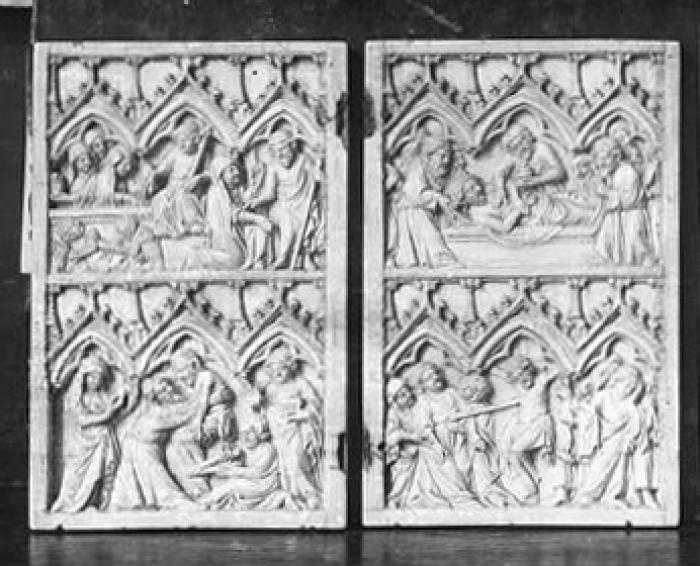 Diptych, 2 registers, 3 arches across (frise d'arcatures) (Front)