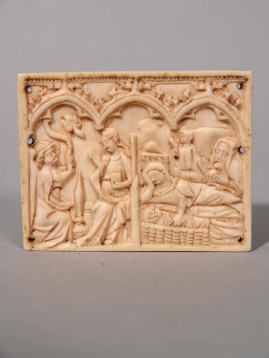 Panel (probably fragment of a casket; end panel), 3 arches across (frise d'arcatures; coffret) (Front)