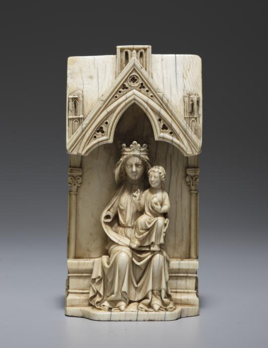 Gabled centre panel (fragment of a triptych), 1 register, 1 arch across (colonnettes) (Front)