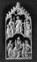 Gabled openwork centre panel (fragment of a triptych or polyptych), 2 registers, 1 arch across (plaque ajourée) (Front)