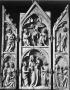 Gabled triptych, 2 registers, 1 arch across (tabernacle) (Front)